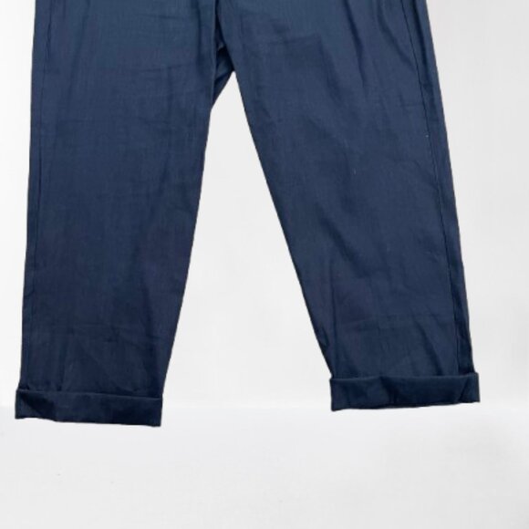 J. Jill Linen Stretch NEW Linen Blend Crop Cuff Pull On Pants Size L Navy Blue - Picture 4 of 10